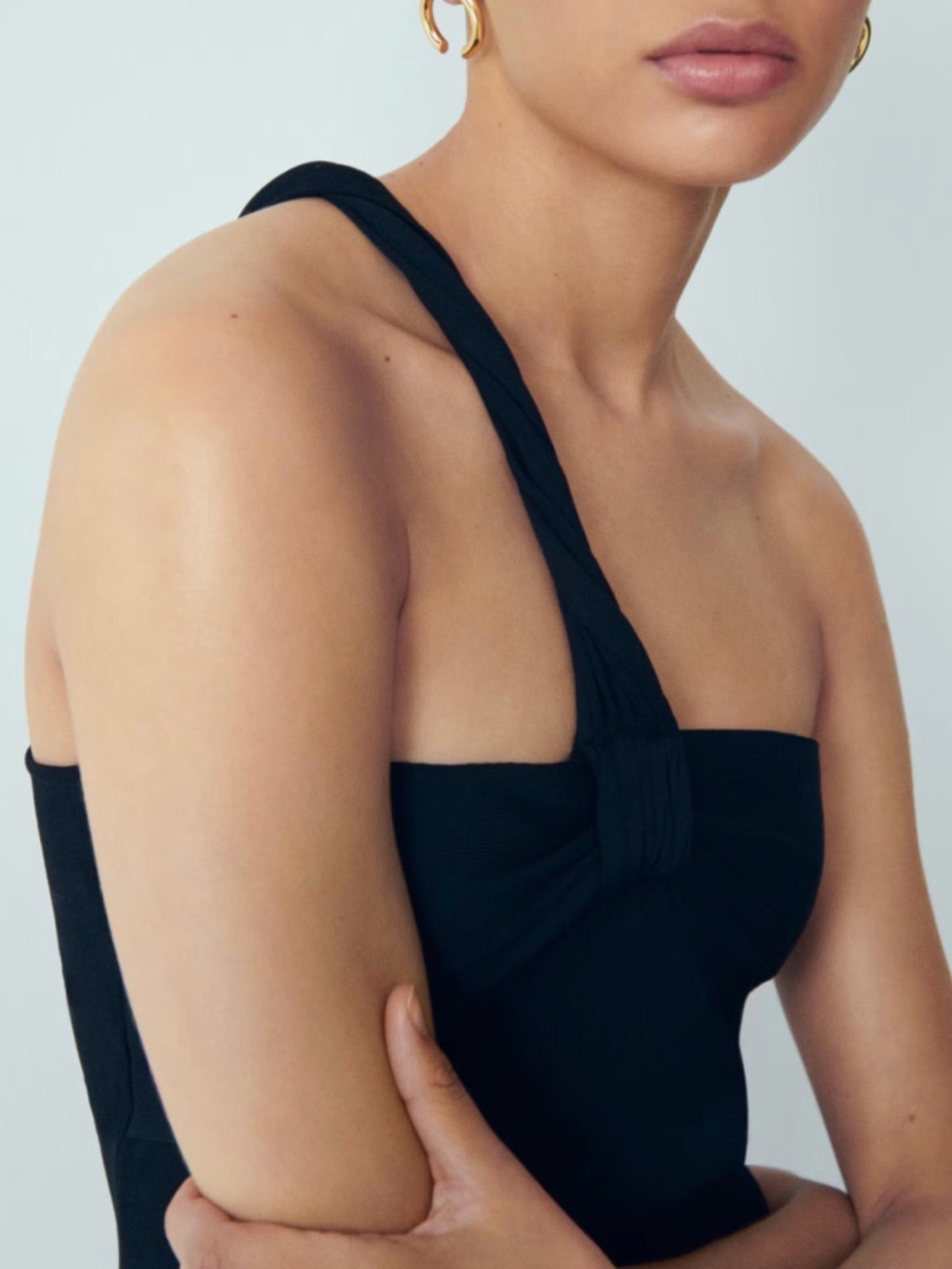 Mango Black One-Shoulder Bow Mini Dress - Picture 4 of 5